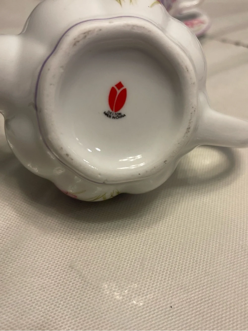 Delton Products Porcelain Miniature Tea Set Purple Floral Iris